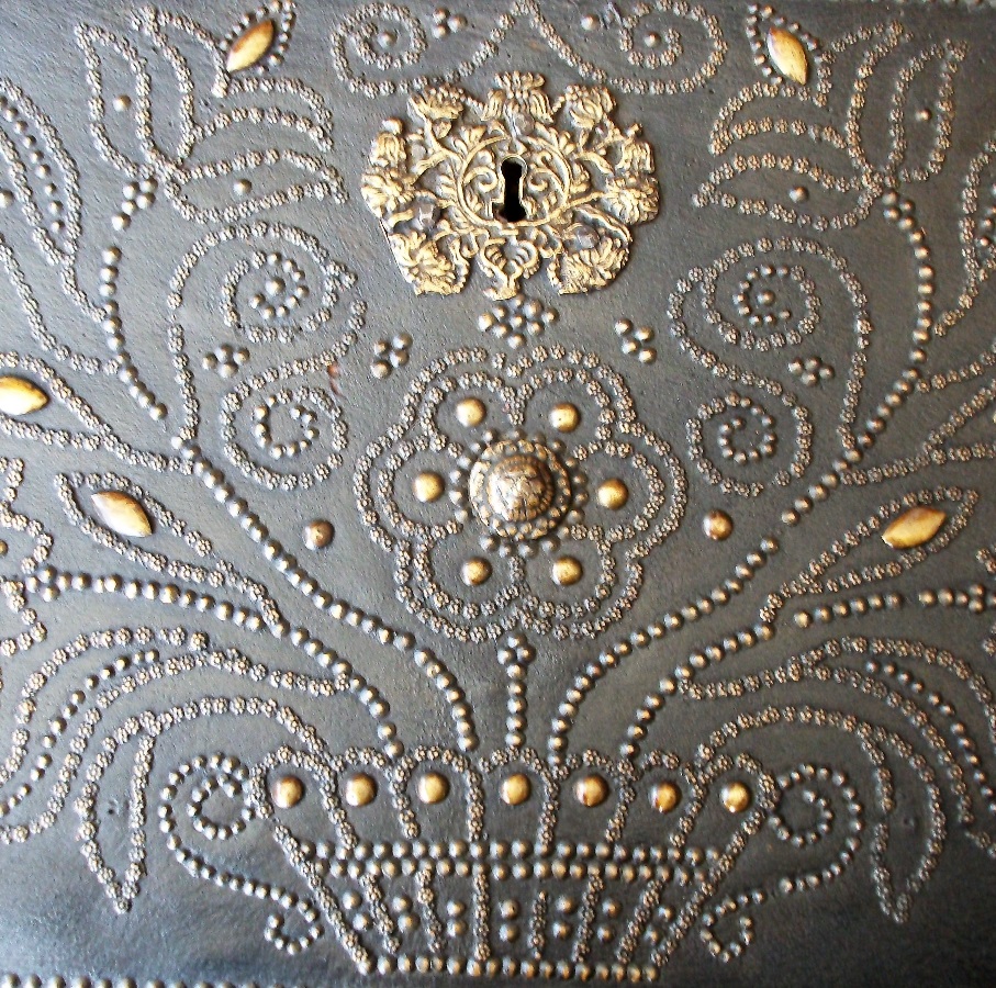 Leather Clad Coffer wedding Lid with Nailhead details